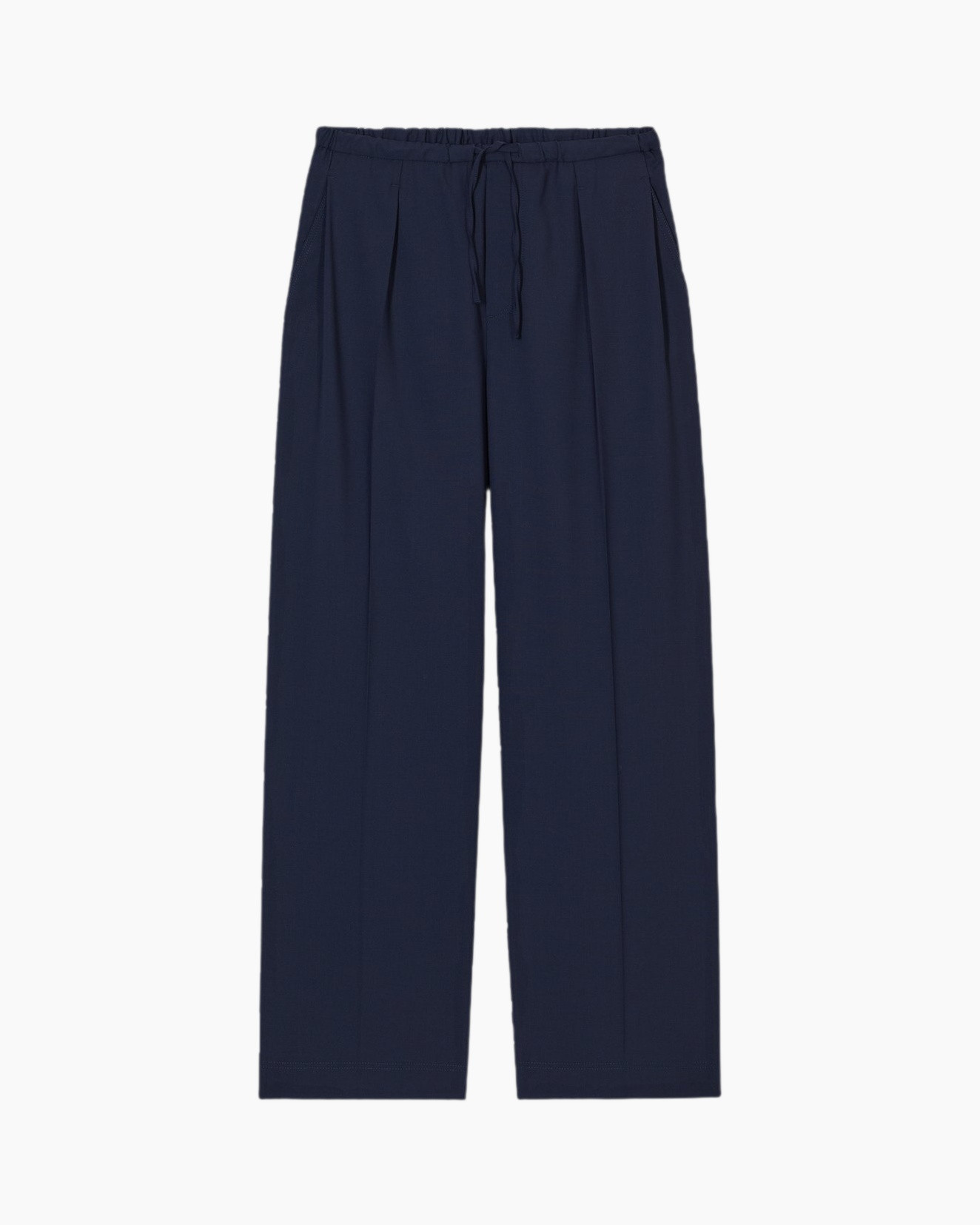 pants, drawstring, waist, navy, wide-leg