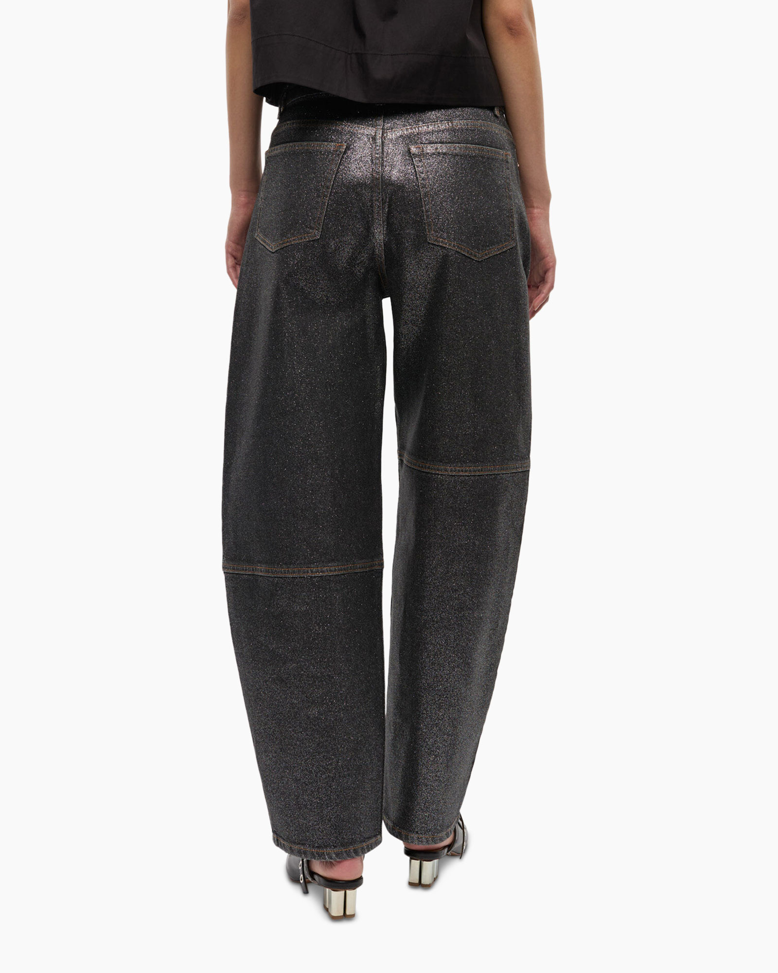 Jeans Shimmery Foil Denim Stary Zwart