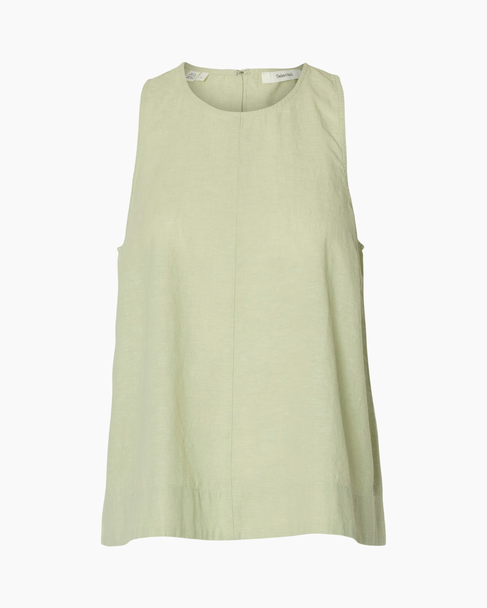 sleeveless, linen, tank top, light green, loose