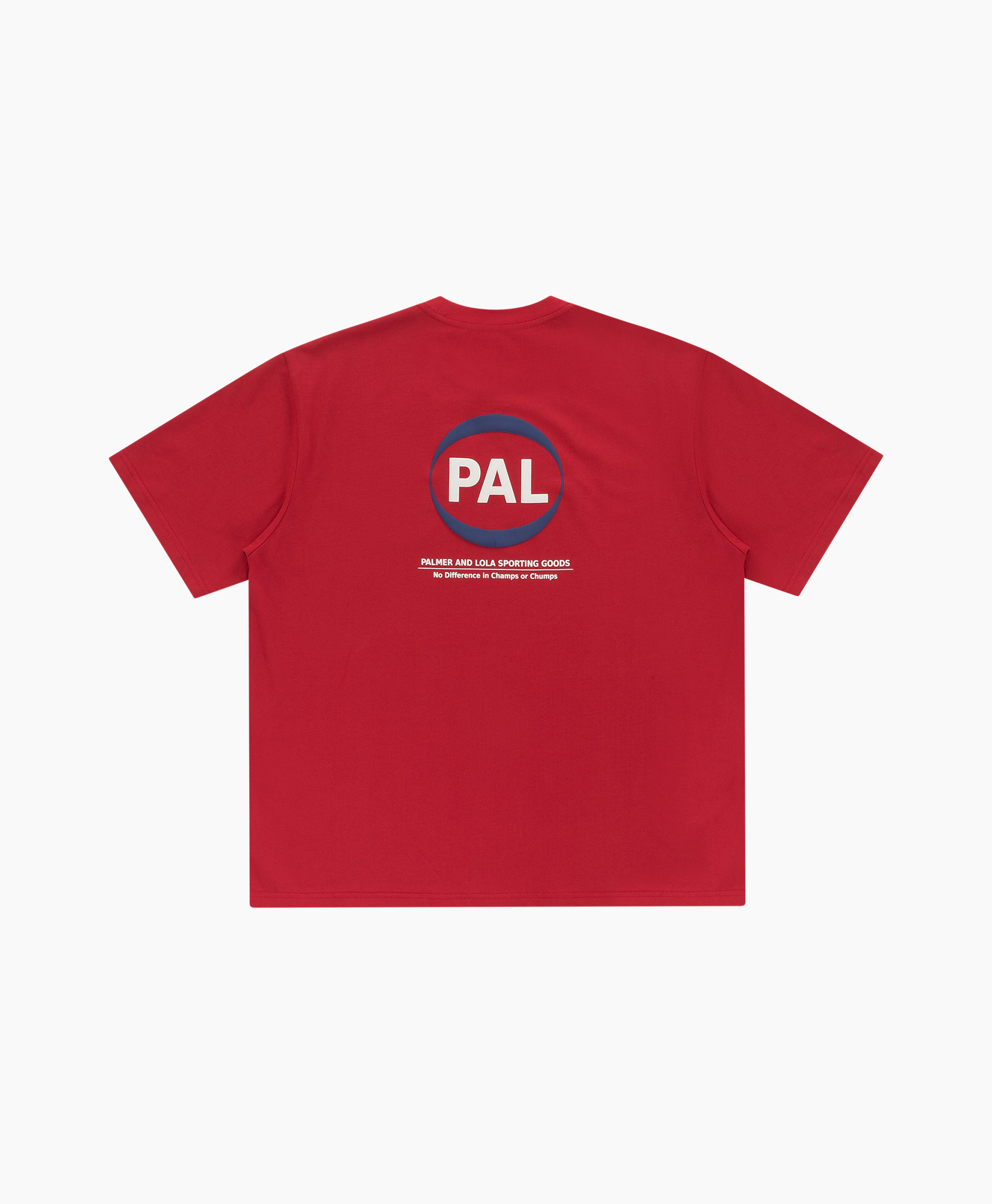 t-kleding, rood, korte mouw, logo achterkant, ronde logo