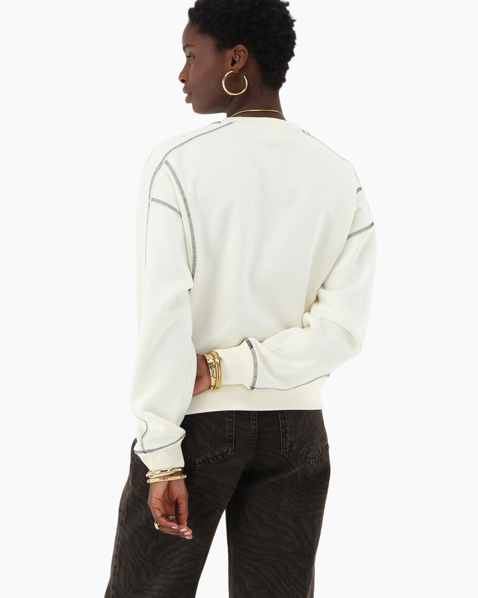 Trui Sweater With Contrast Stitching Wit