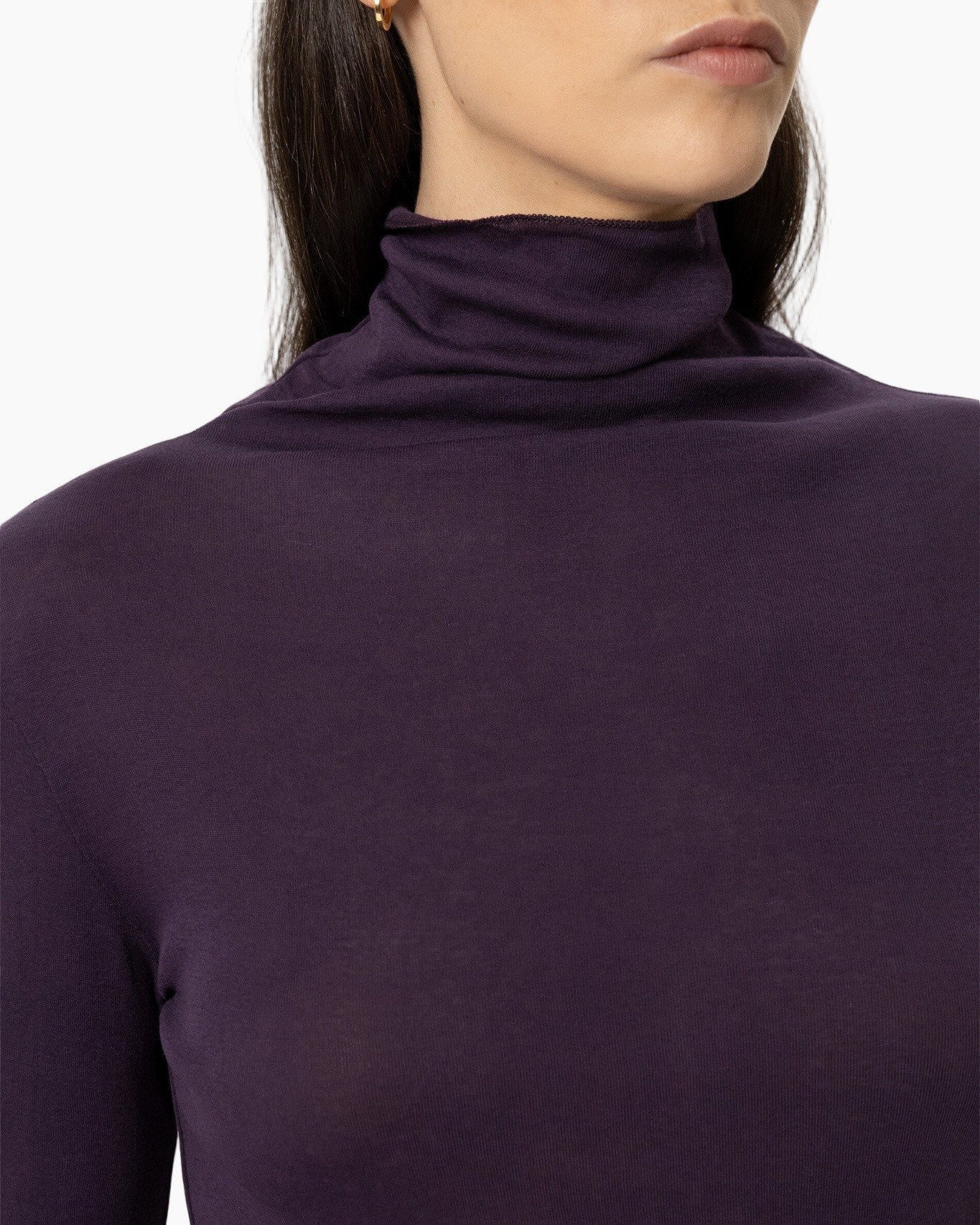 turtleneck, lange mouw, paars, velvet, riem broek