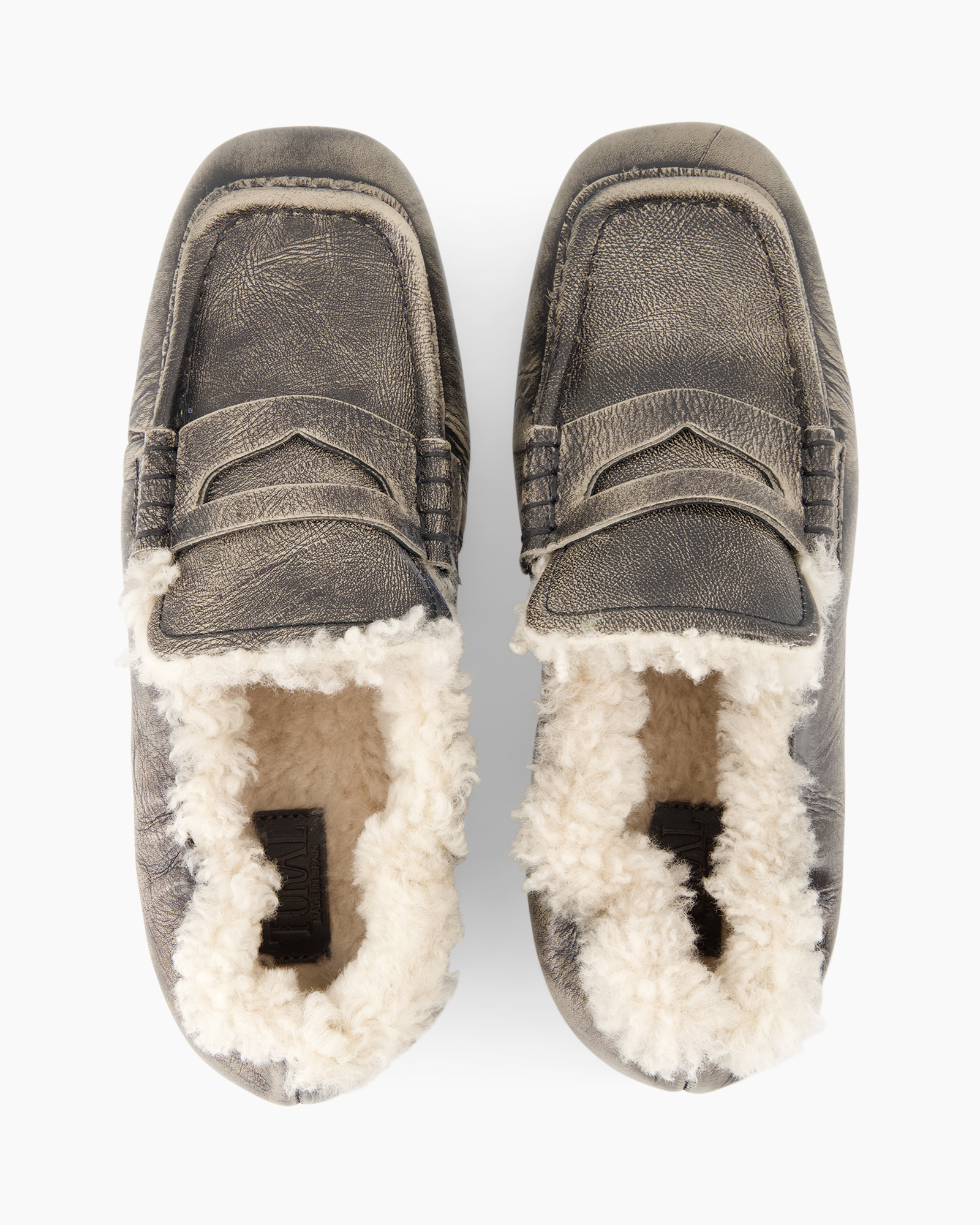 sloffen, loafers, nep faux, bontvoeringvoering, slip-on