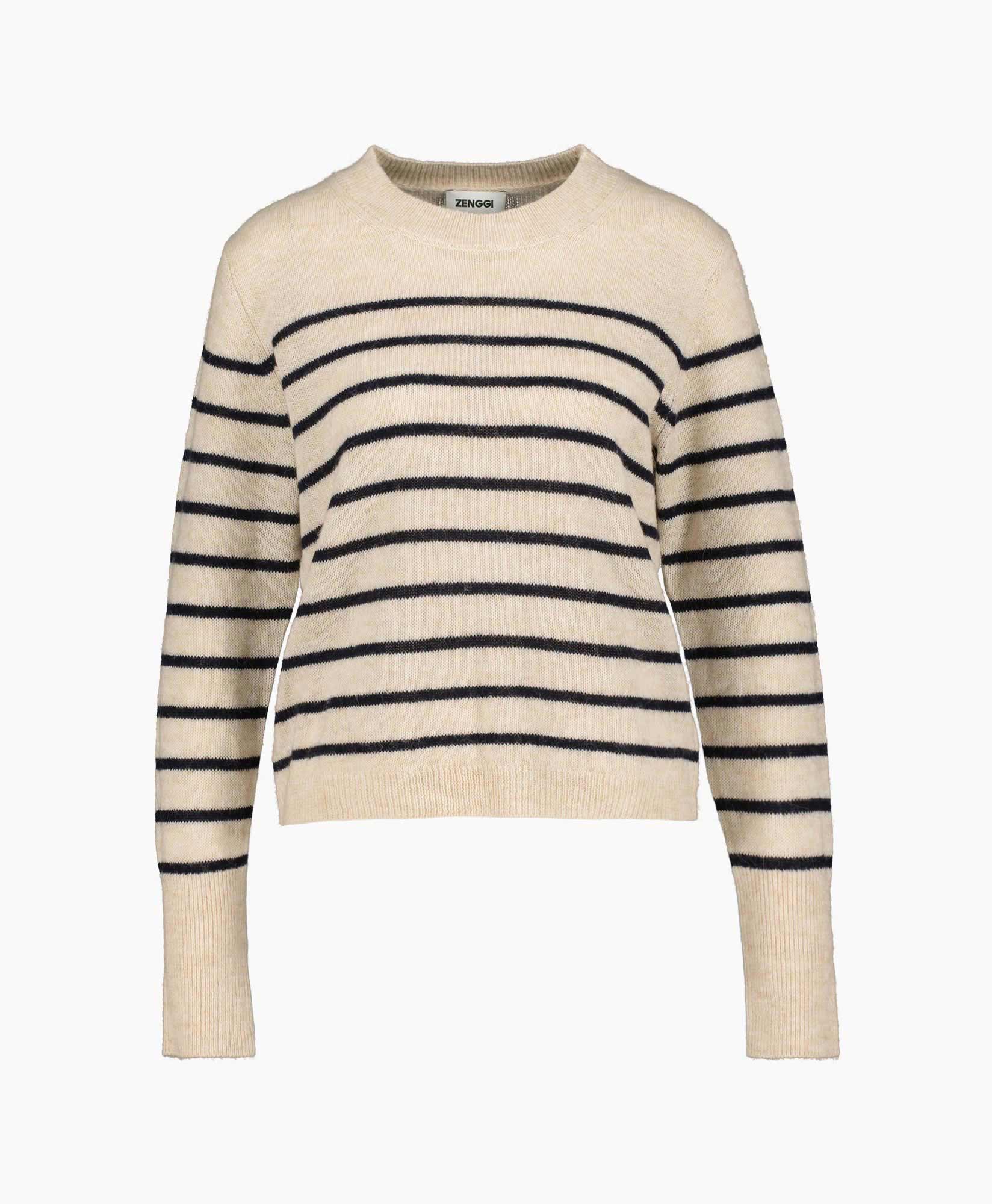 Zenggi Pullover Pullover Linen Mix Stripe Beige