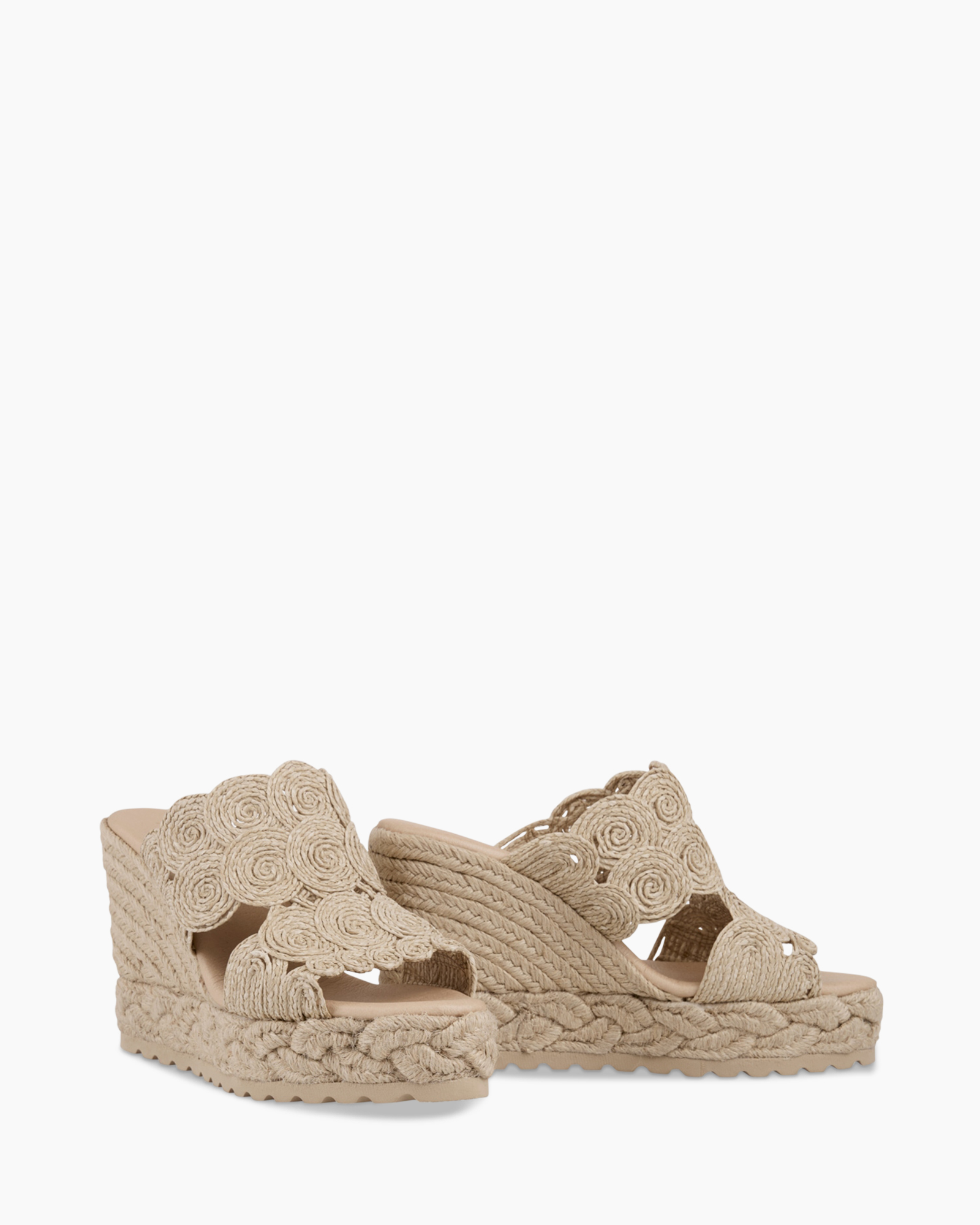 wedge, espadrille, jute, touw, bloemvormige-gat