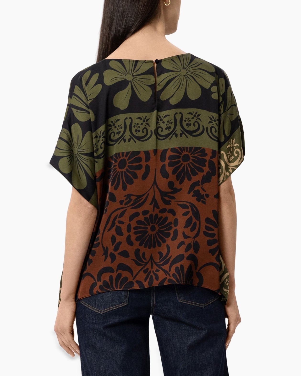 top, blouse, kimono, patroon, kort-sleeve