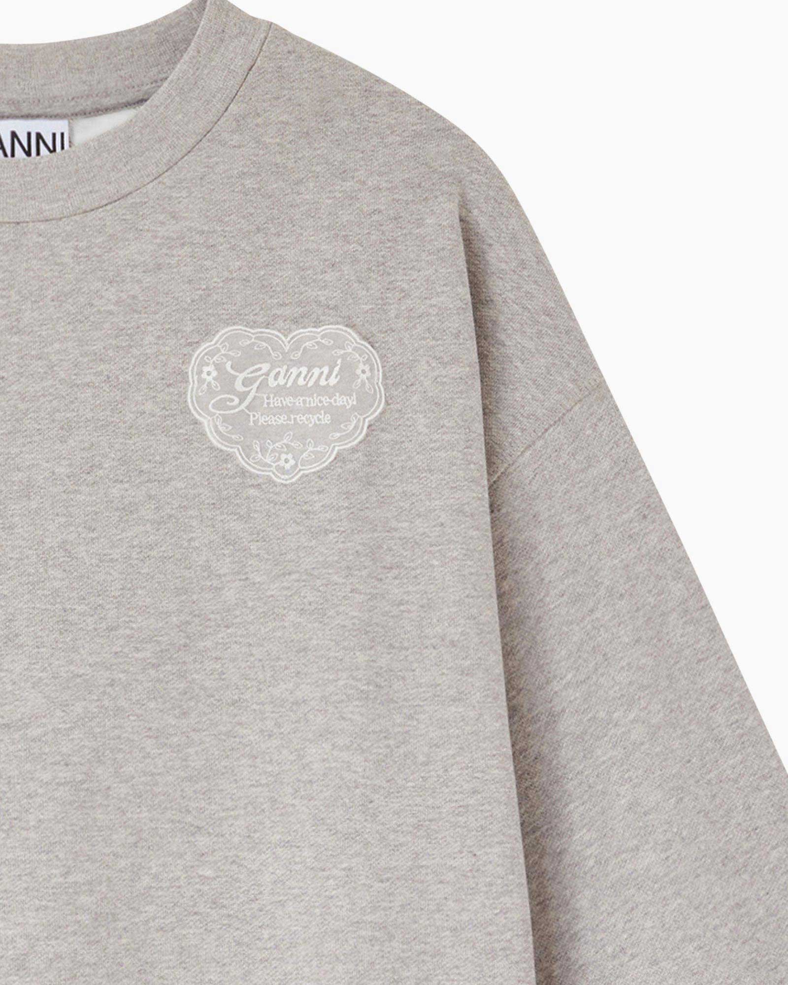 sweatshirt, grijs, kanten met kant, lange mouwen, logo-plaatje