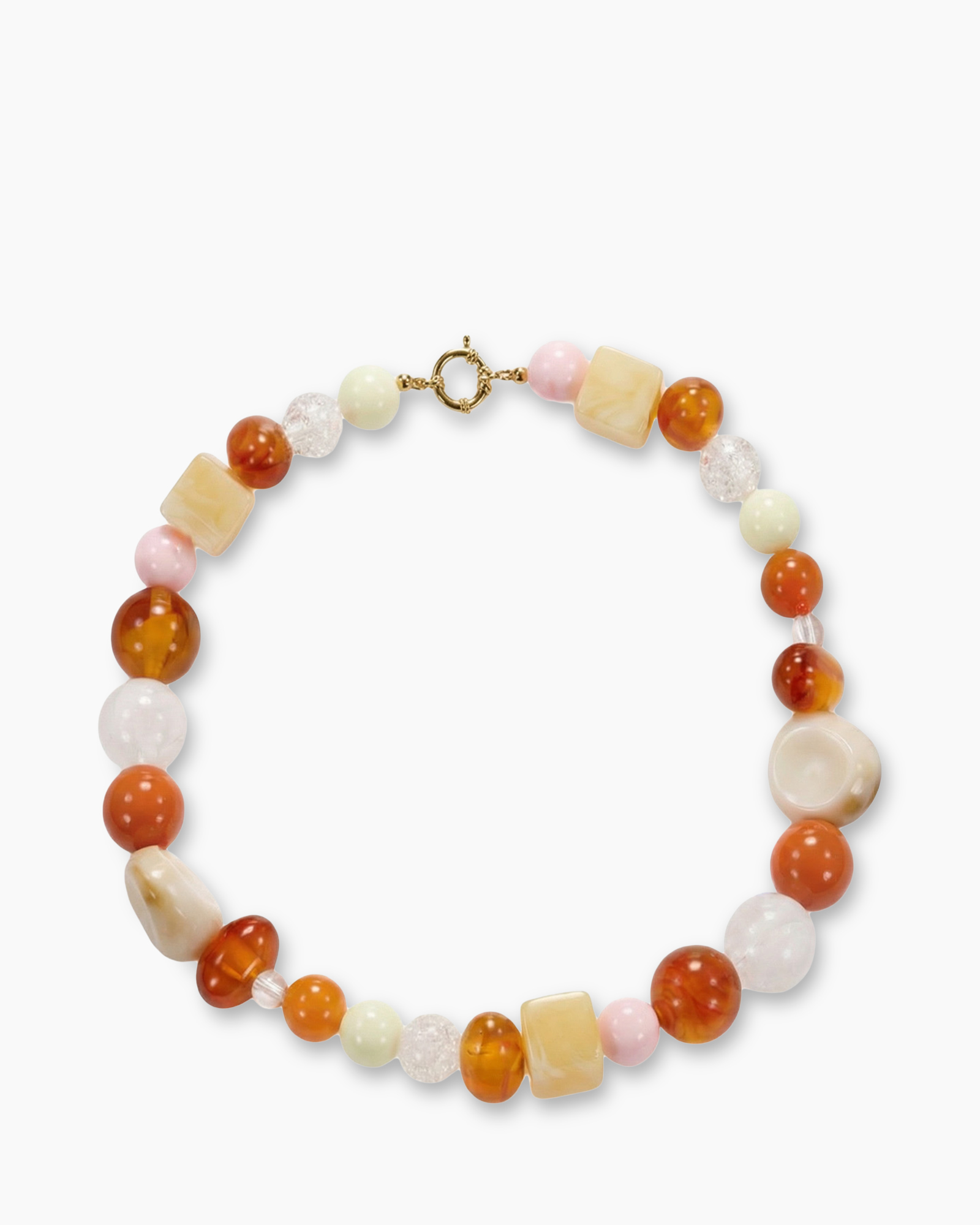 armband, kralen, oranje, roze, crème