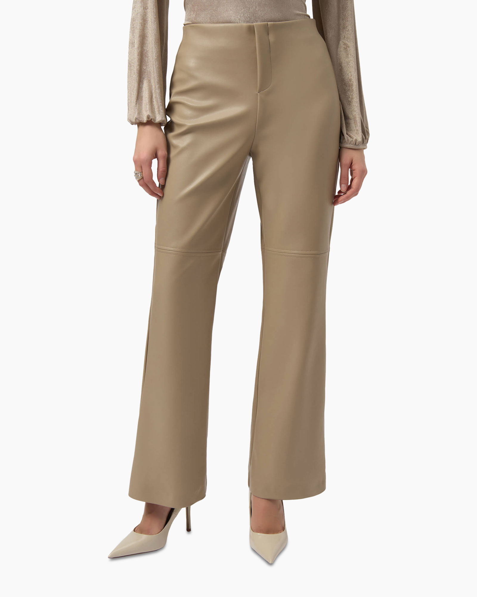 Flared Broek Pu Beige
