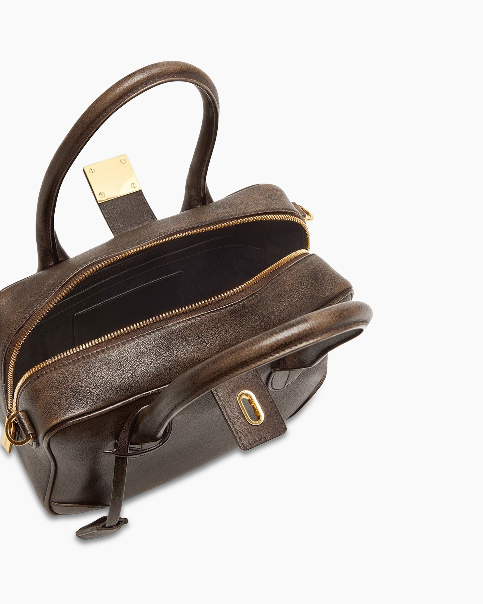 handbag, brown, leather, zipper, top-handle