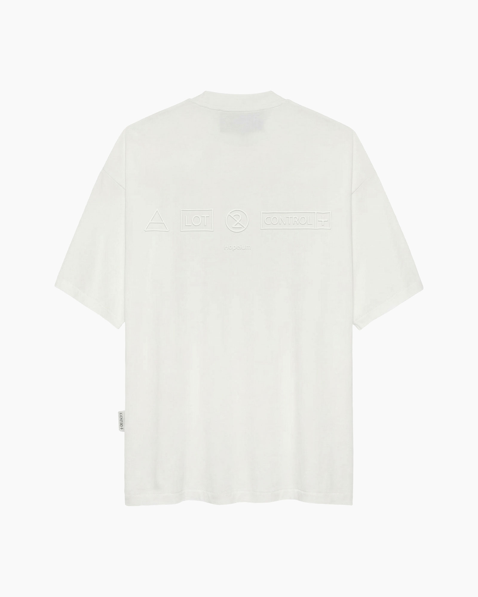 tshirt, korte mouw, wit, geïmpliceerde logo, rugontwerp