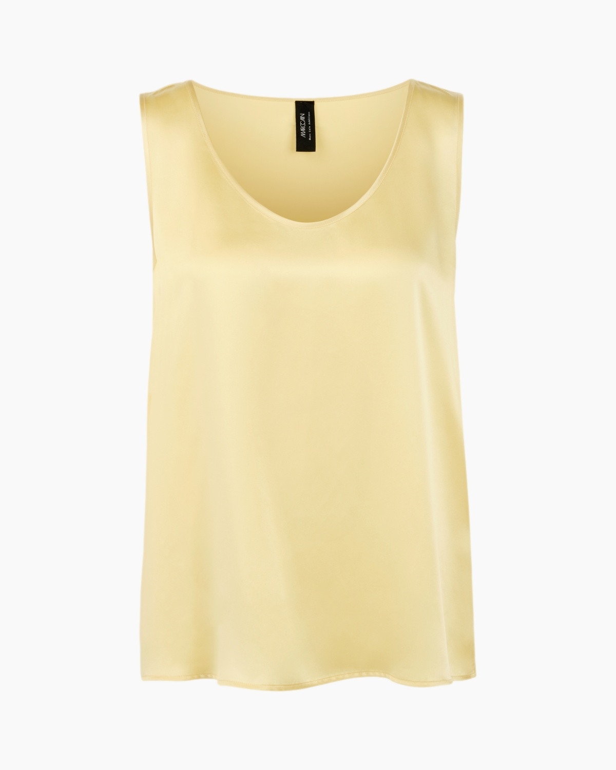tank top, satin, yellow, sleeveless, basic