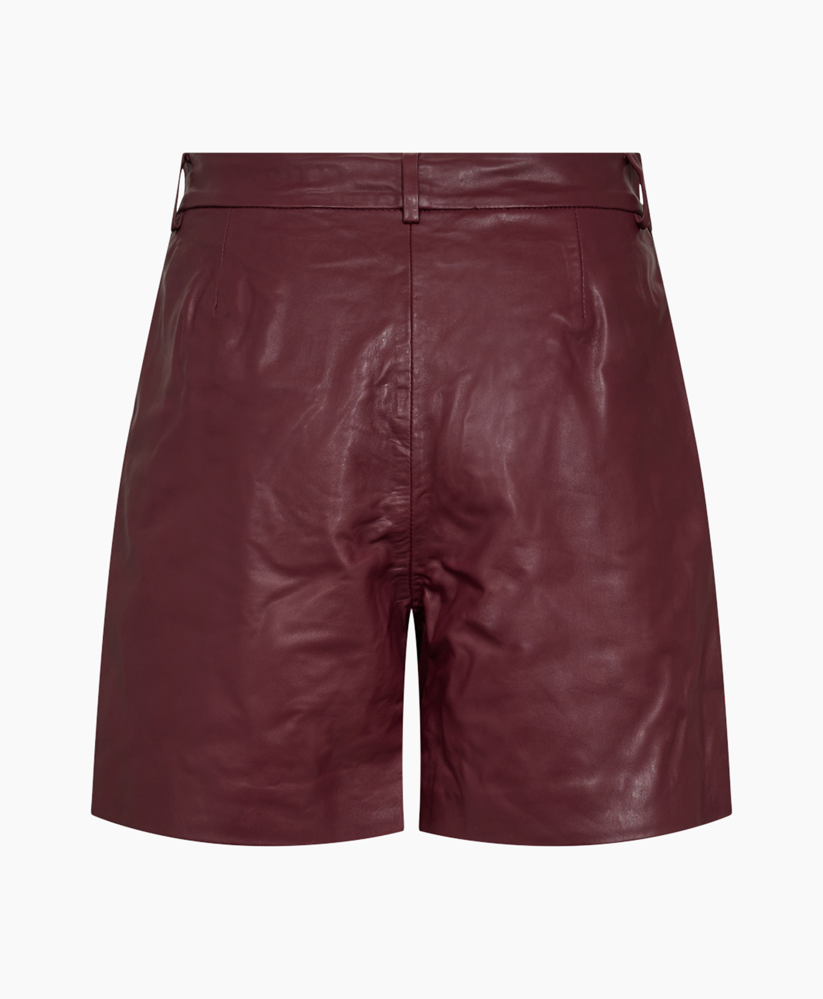 Korte Broek Phoebe Leather Pleat Bordeaux