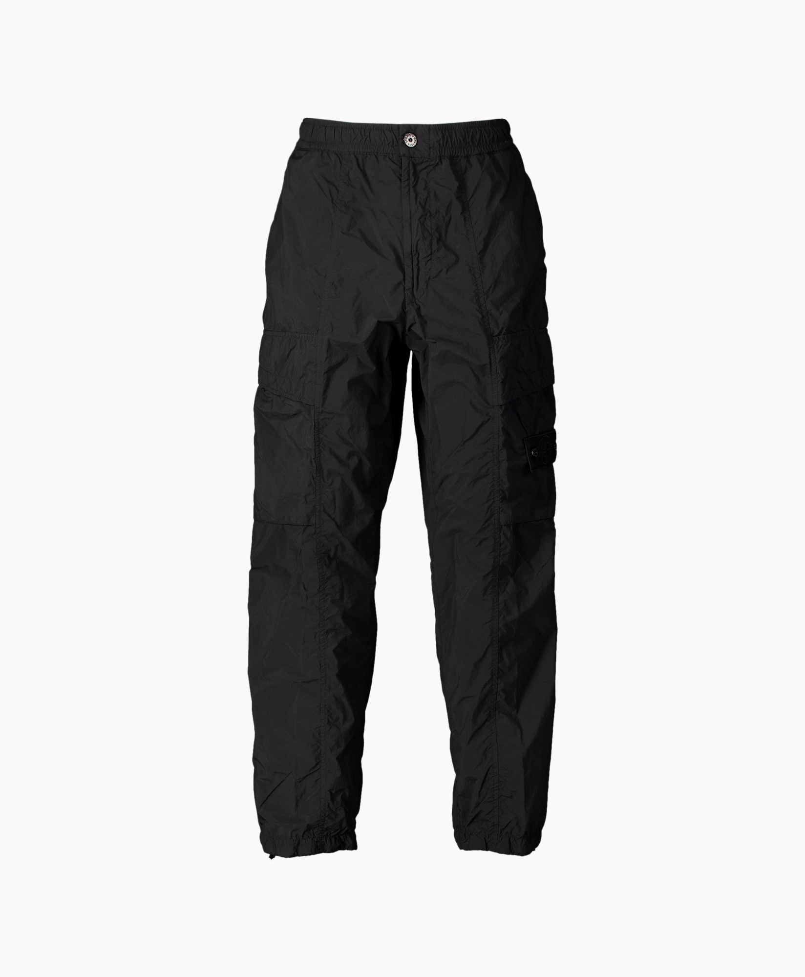 broek, cargo broek, zwart, brede taille elastiek, tosselkoord