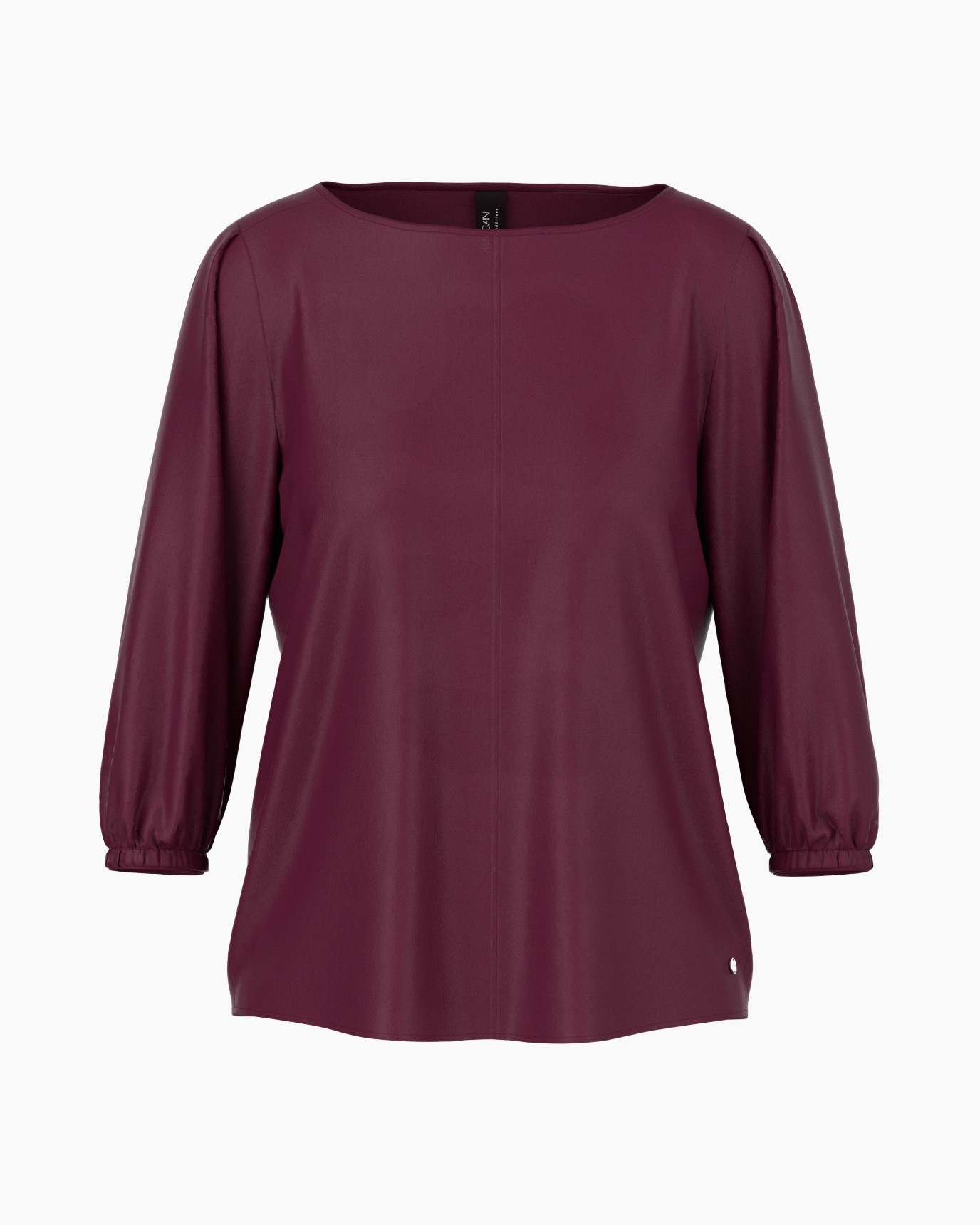 top, blouse, bordeaux, lange mouwen, egale kleur