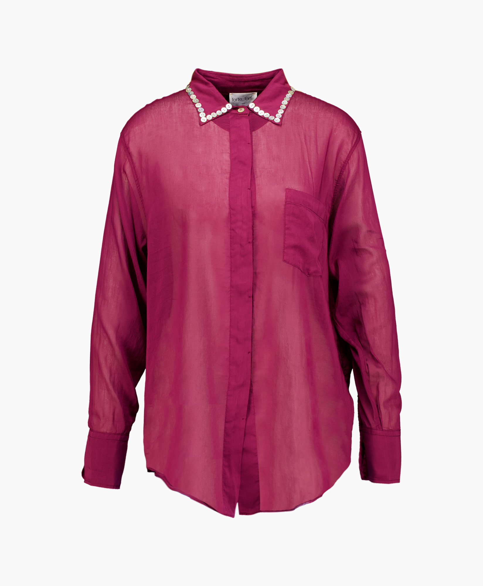 Blouse Co/se Voile Pearl Embroidery Bohemian donker rood