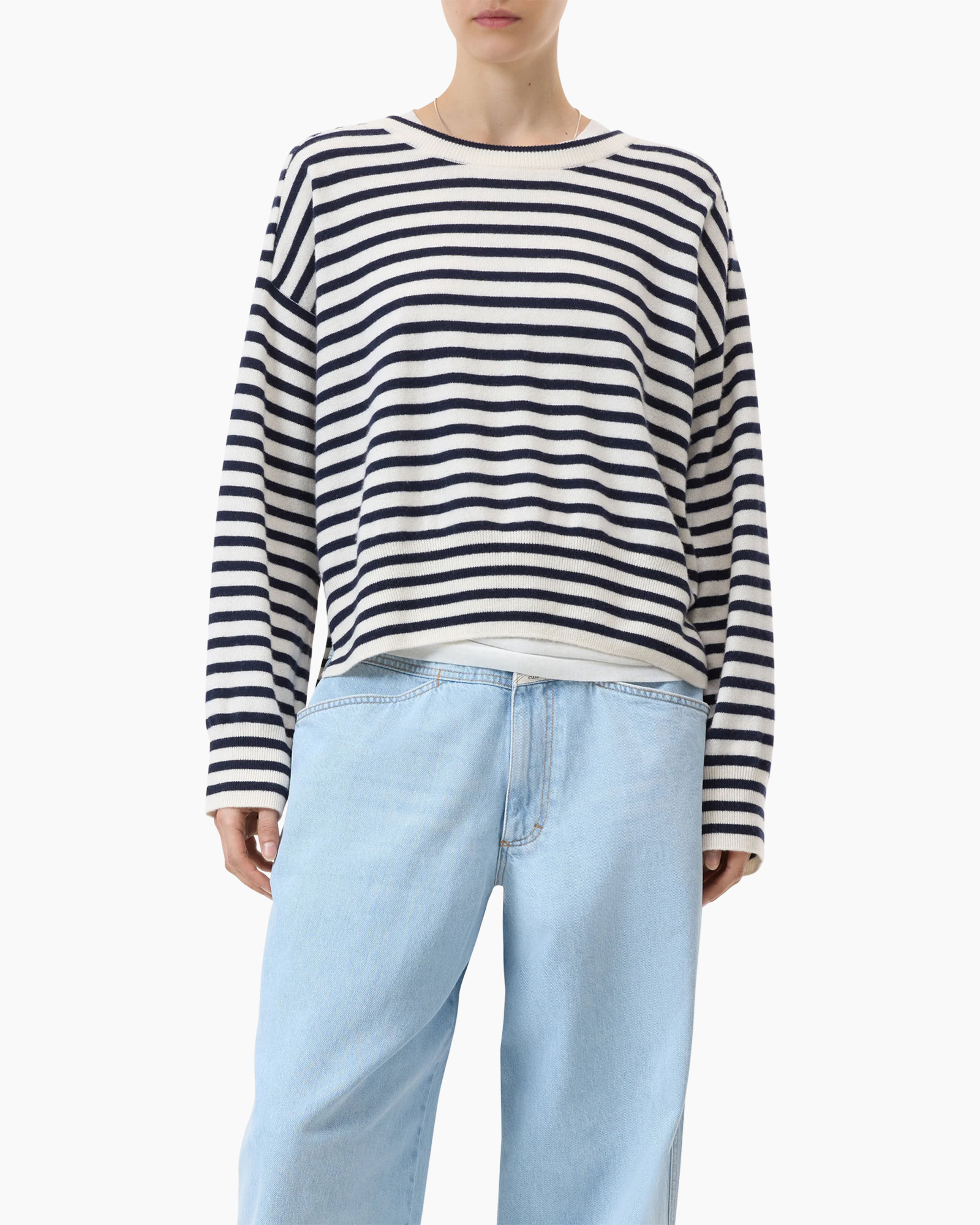 Sweater Striped Crew Neck Off White