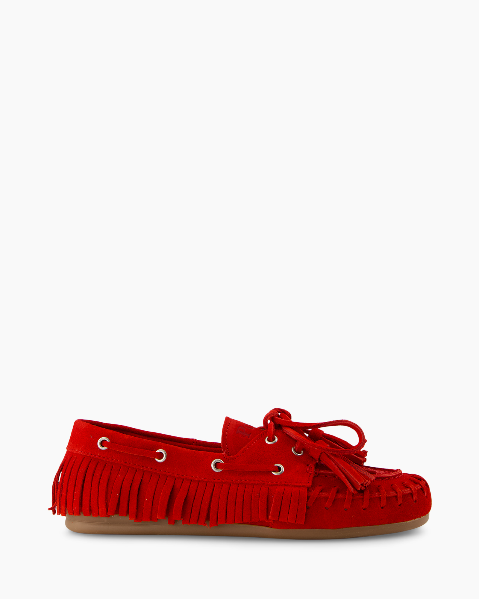 moccasin, fringe, red, leather, lacing