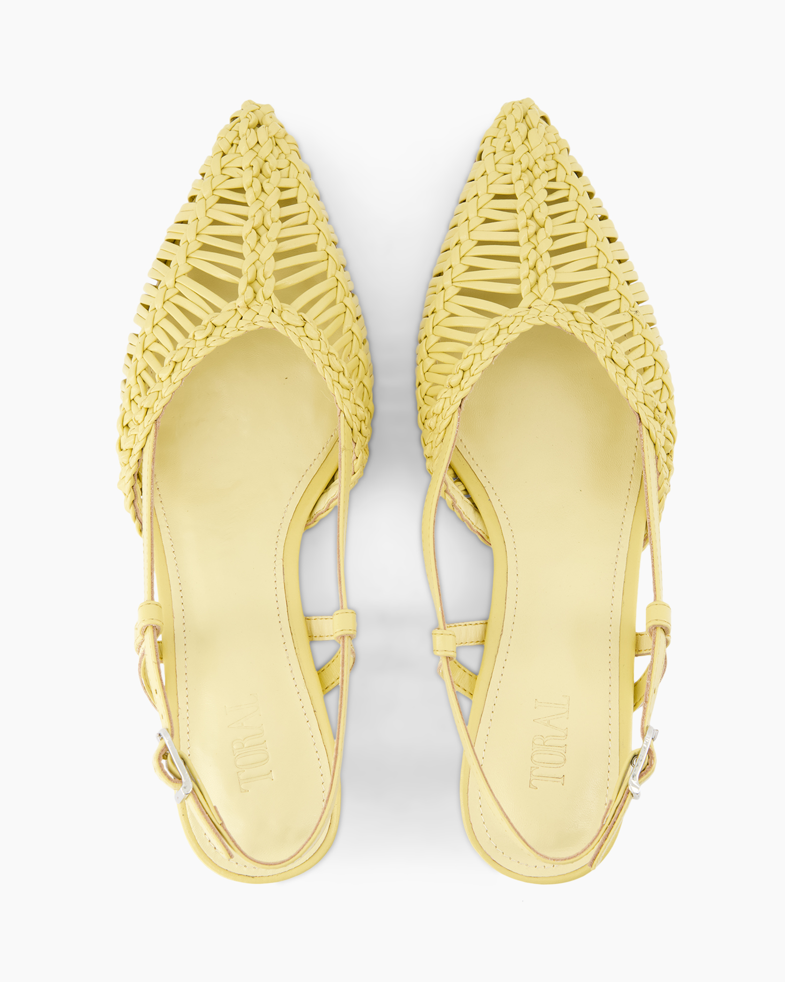 edgeless, woven, mule, yellow, slip-on