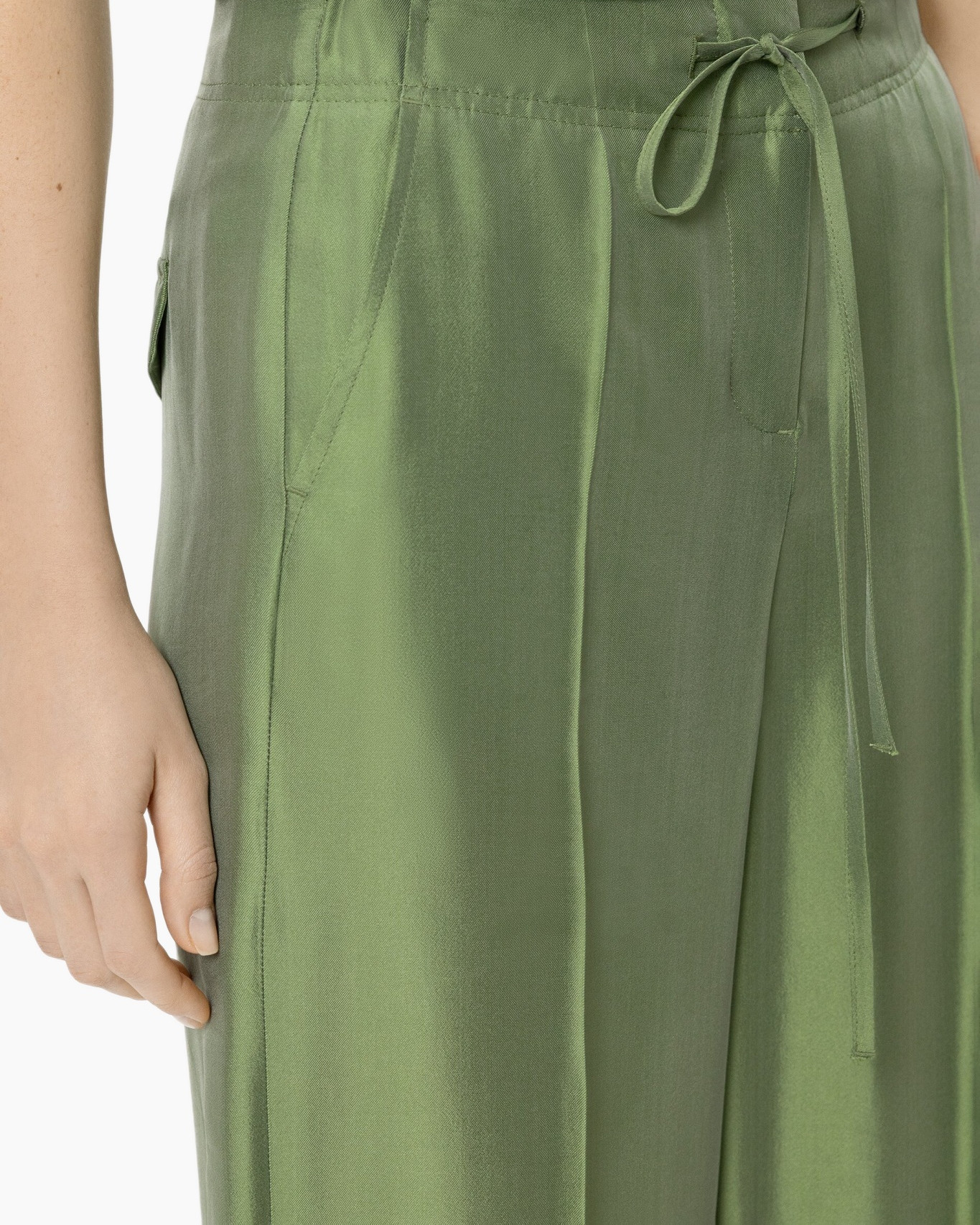 broek, groen, trekkoord, middel, zakken