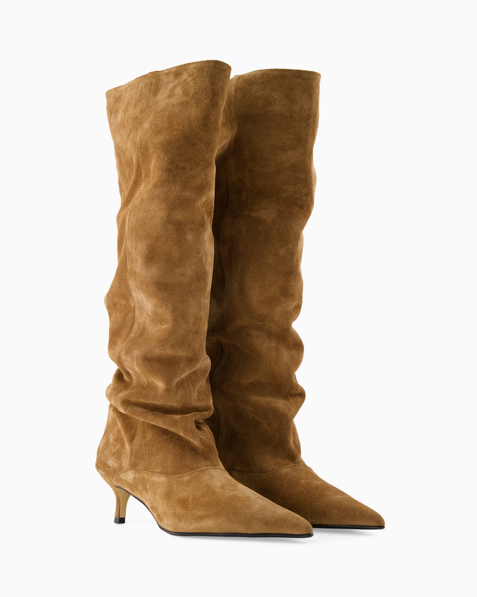 boot, knee-high, ankle-high, suede, bruin