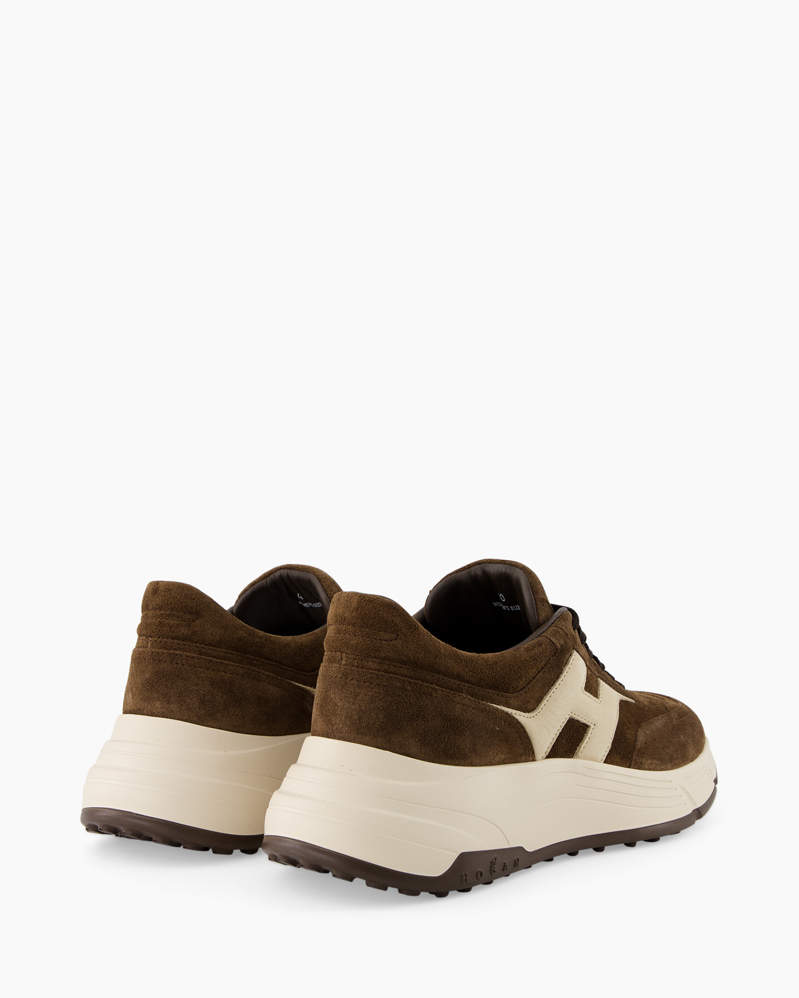sneakers, bruin, suede, platform, achterkant