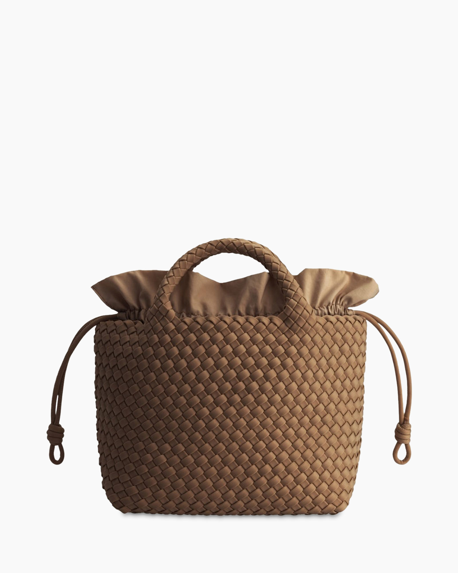 bag, woven, handbag, drawstring, brown