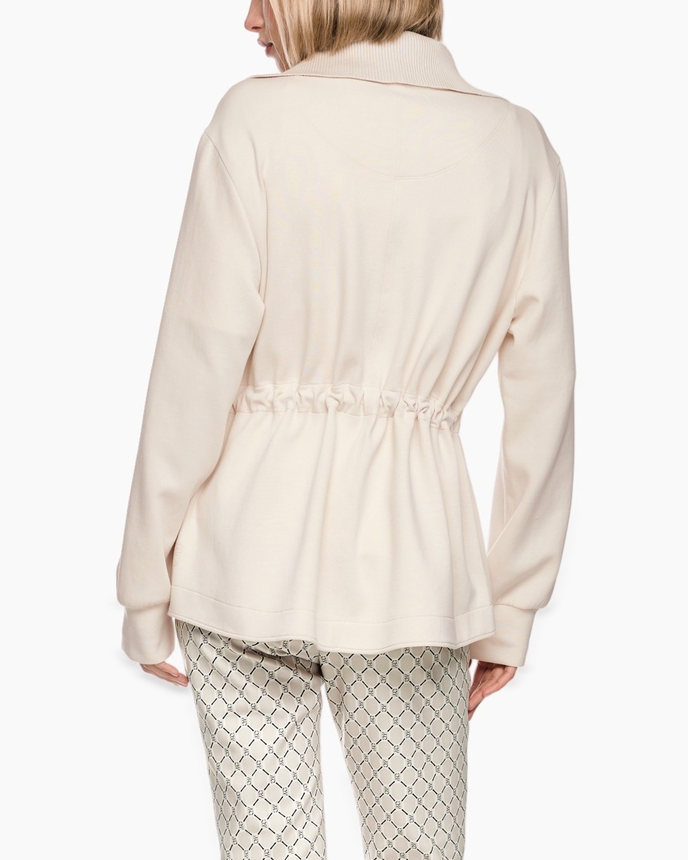 beige jas, ritsjas, kraagjas, lange mouwen, beige buitenlaag