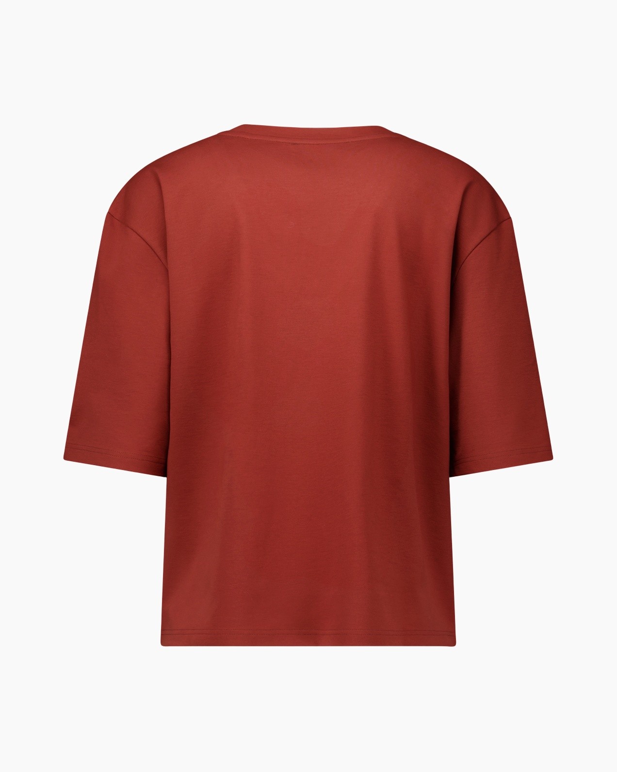 t-shirt, korte mouw, effen kleur, rood-bruin, katoen