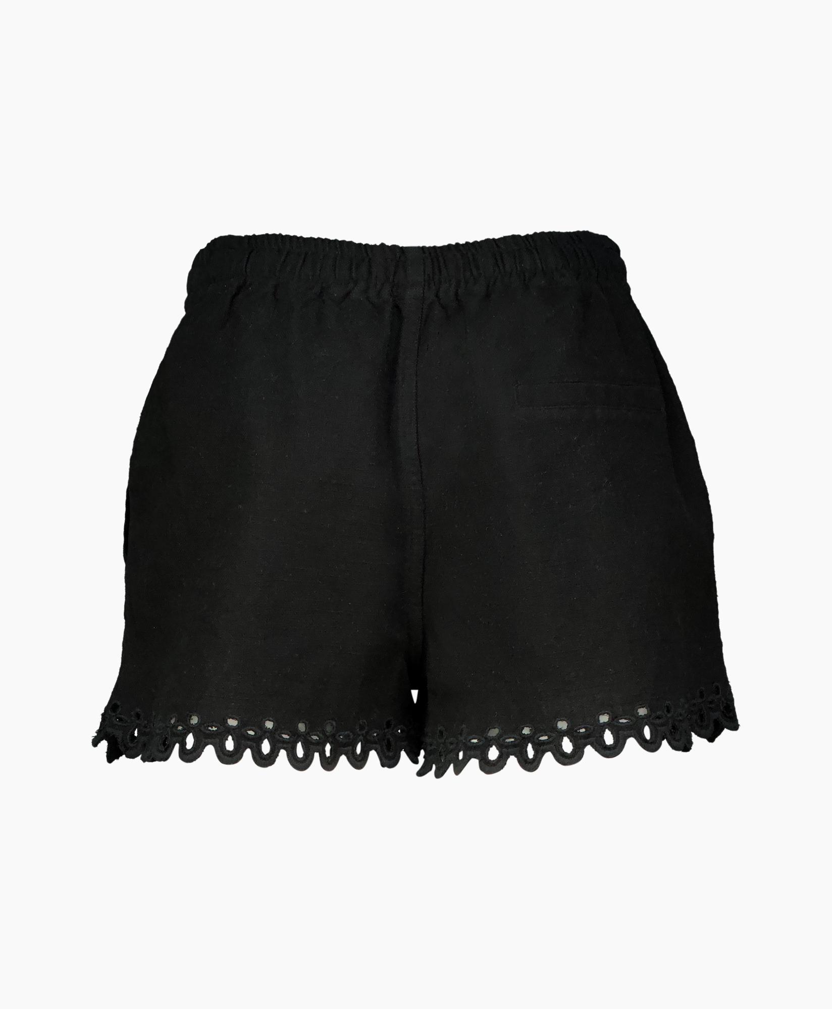 shorts, black, lace trim, elastic waistband, culotte shorts