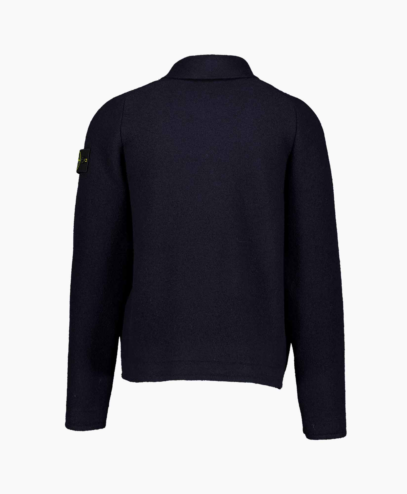 jas, marineblauw, lange mouwen, kraag, eenvoudig patroon