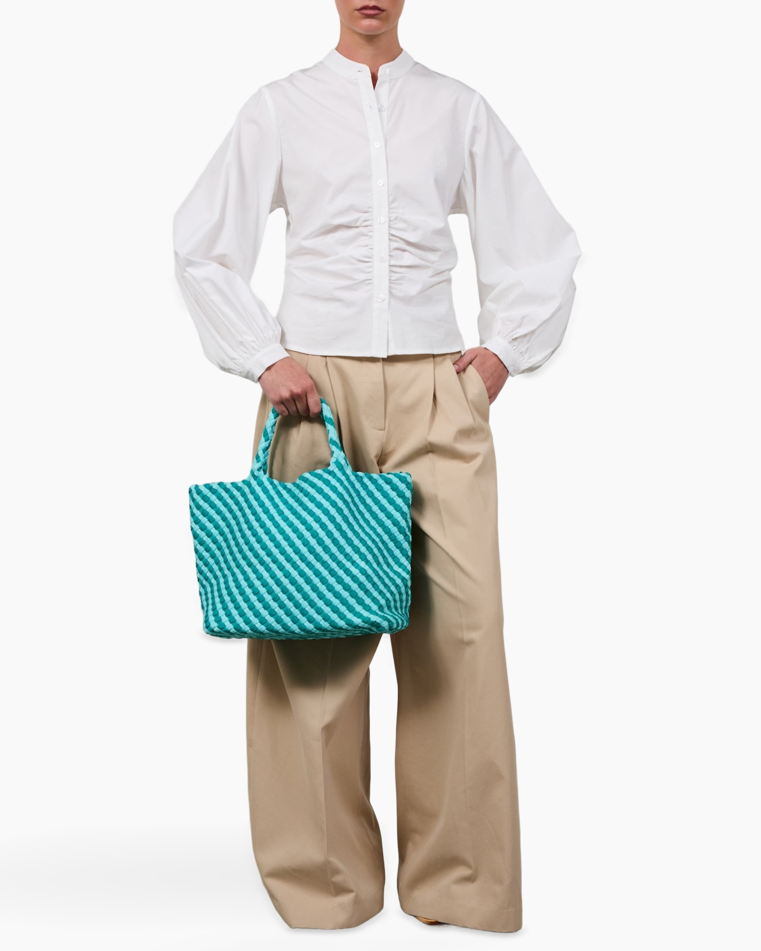 tote bag, woven bag, turquoise, handbag, strap handle