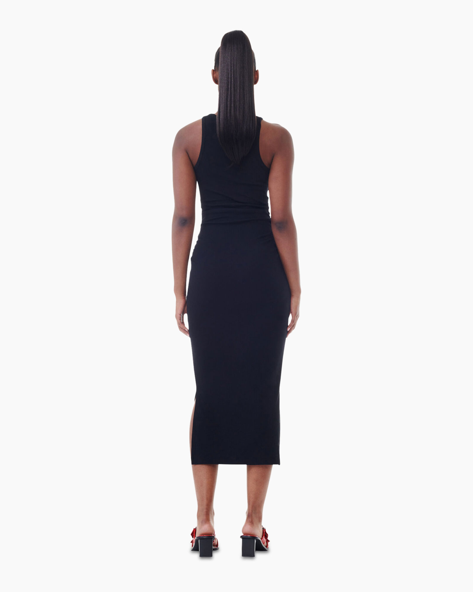 Maxi Jurk Soft Cotton Rib Zwart
