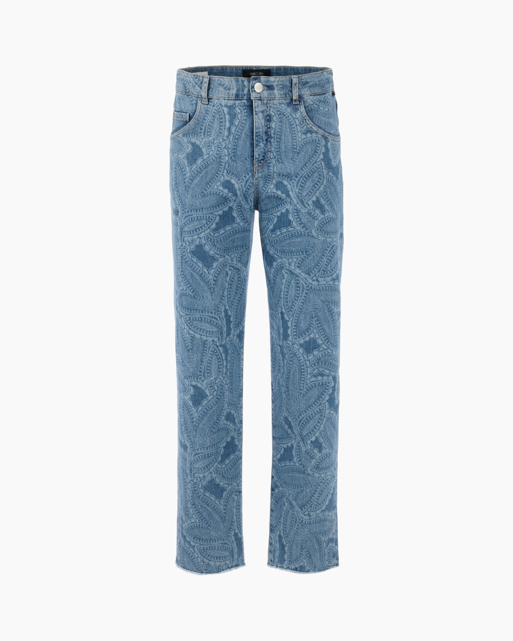 broek, paisley patroon, blauw, denim, pantalon
