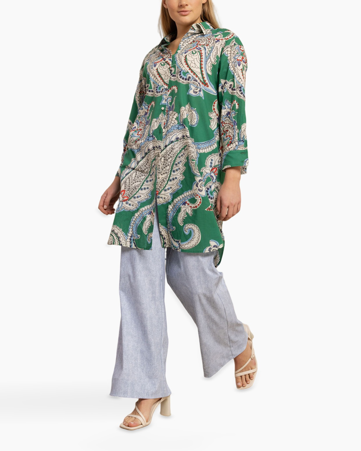 hemd, tuniek, paisley, groen, langemouw