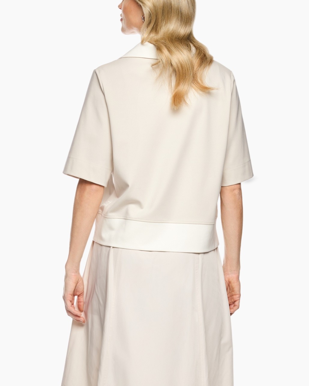 top, rits, kraag, half-langsl, beige