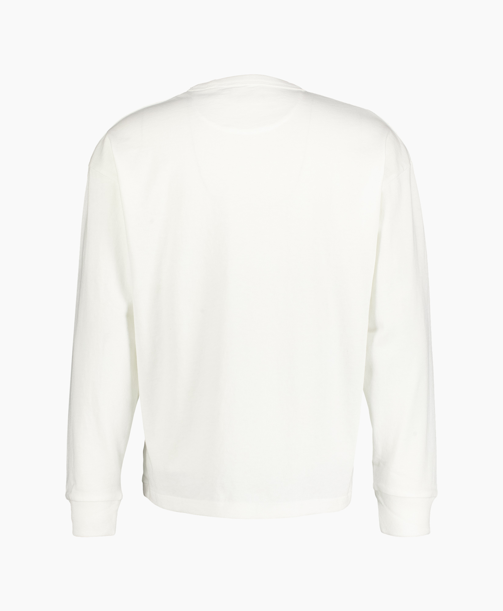 sweatshirt, lange mouw, wit, kraagloze hals, kleine logo