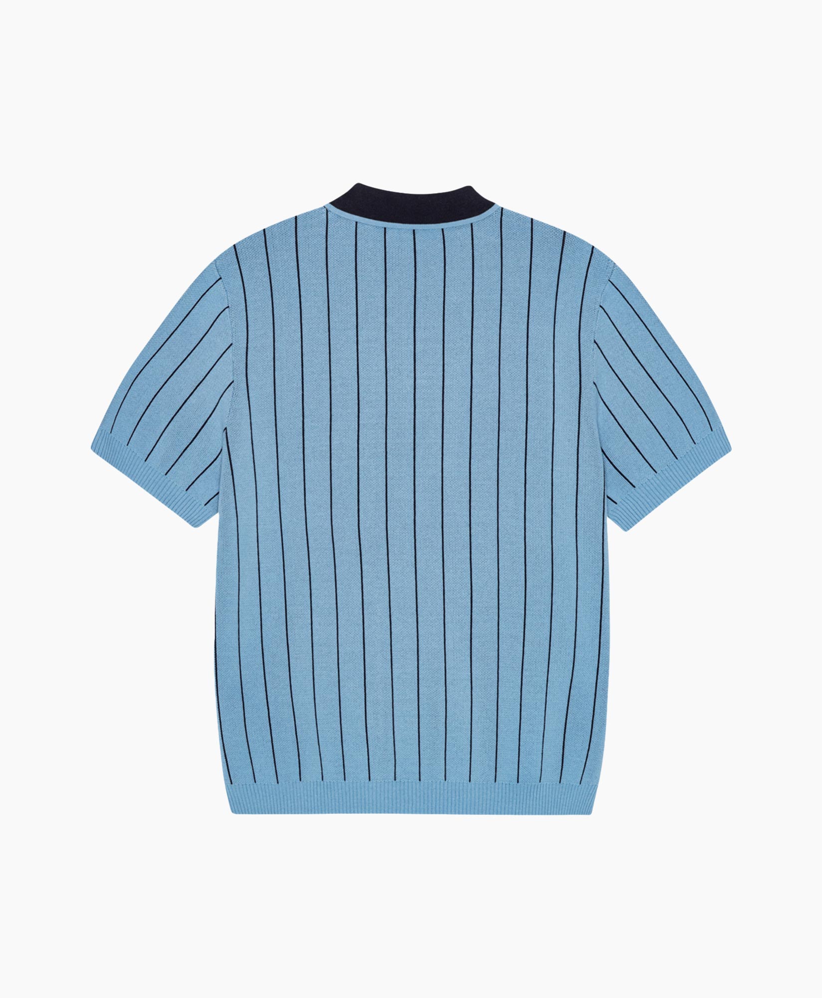 polo trui, gestreept polo, korte mouwen, lichtblauw, tekstlogo