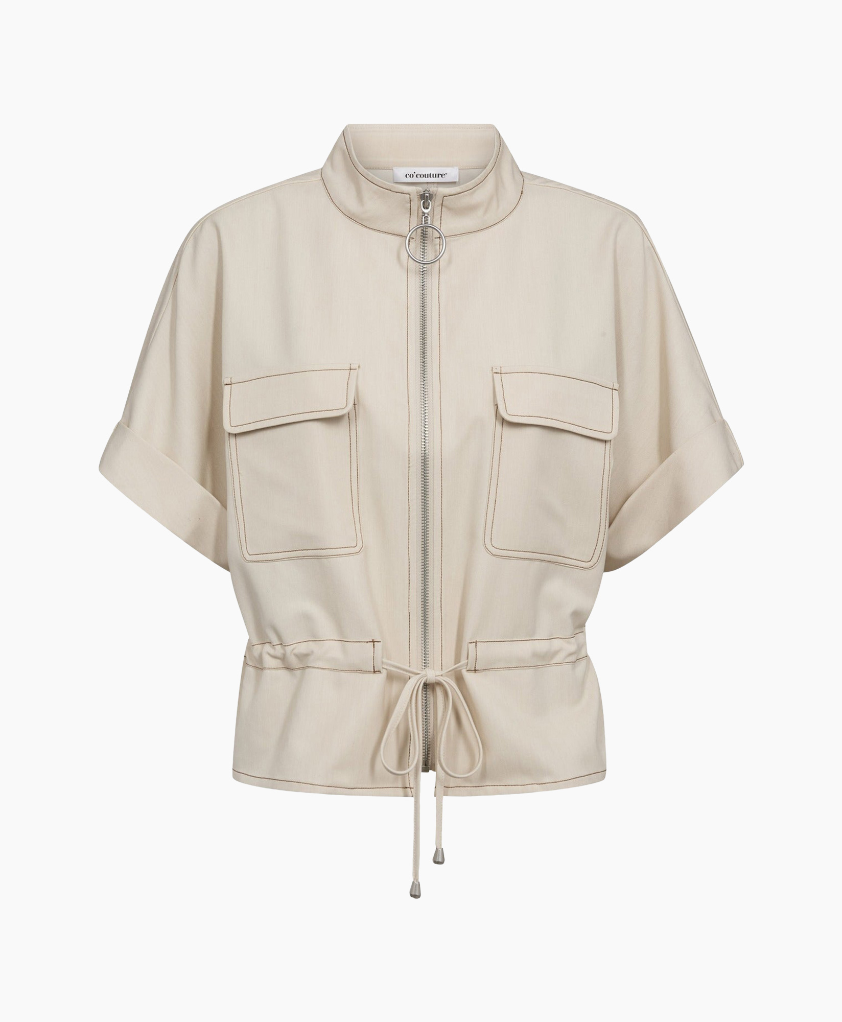 jacket, short-sleeve, zipper, drawstring, pockets