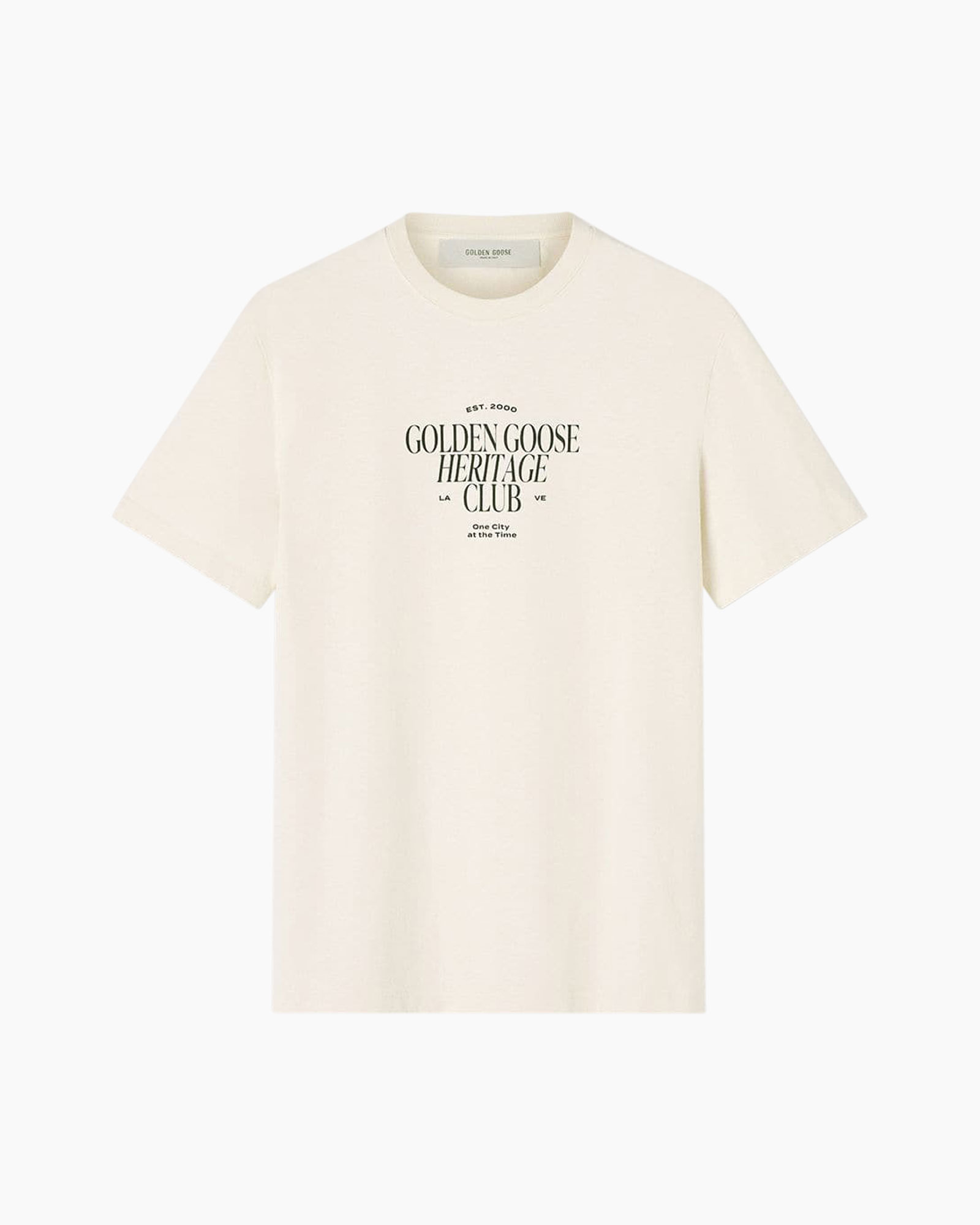 t-shirt, mouwkort, crème, grafisch-tee, logo-print