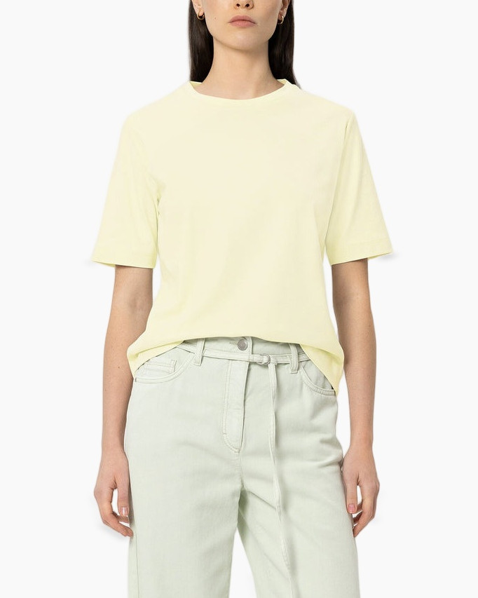 t-shirt, korte mouwen, rond halsgebrek, crèmegeel, katoen mix