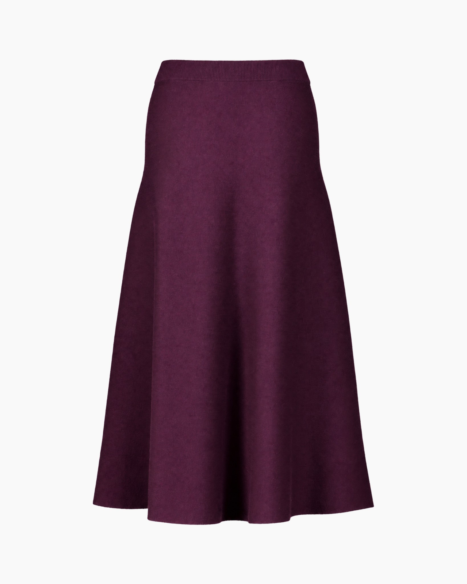 A-lijnrok, midi-rok, bordeauxrood, effen, elastische tailleband