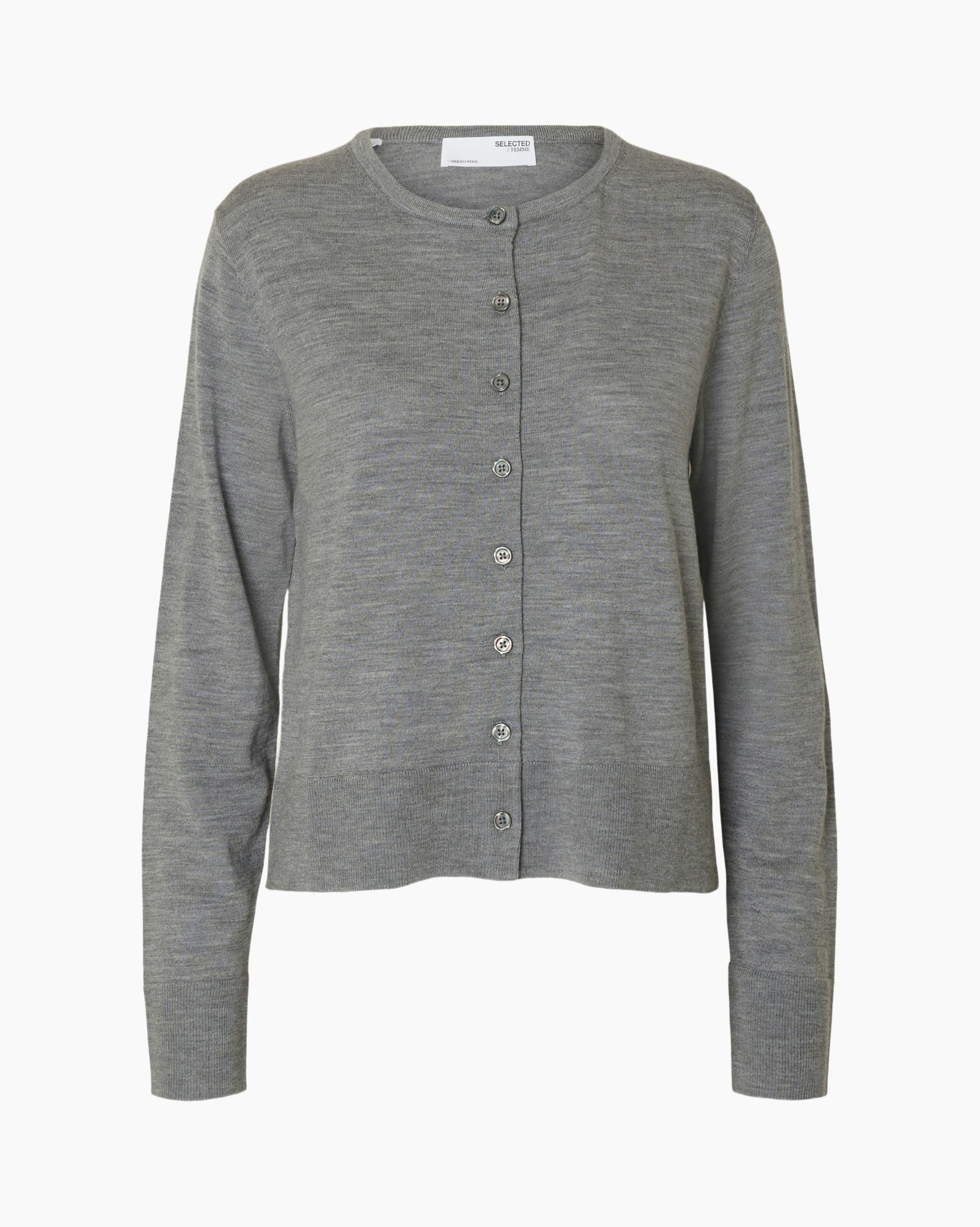 Vest Thea Ls Knit Merino Cardigan Noo Grijs