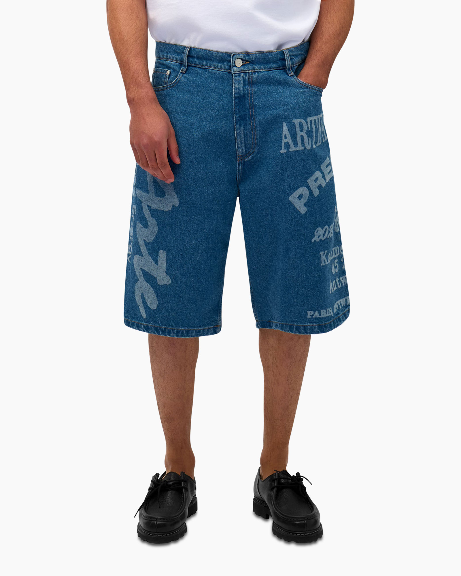 Arte Antwerp Korte Broek Two Prints Denim Shorts Beige