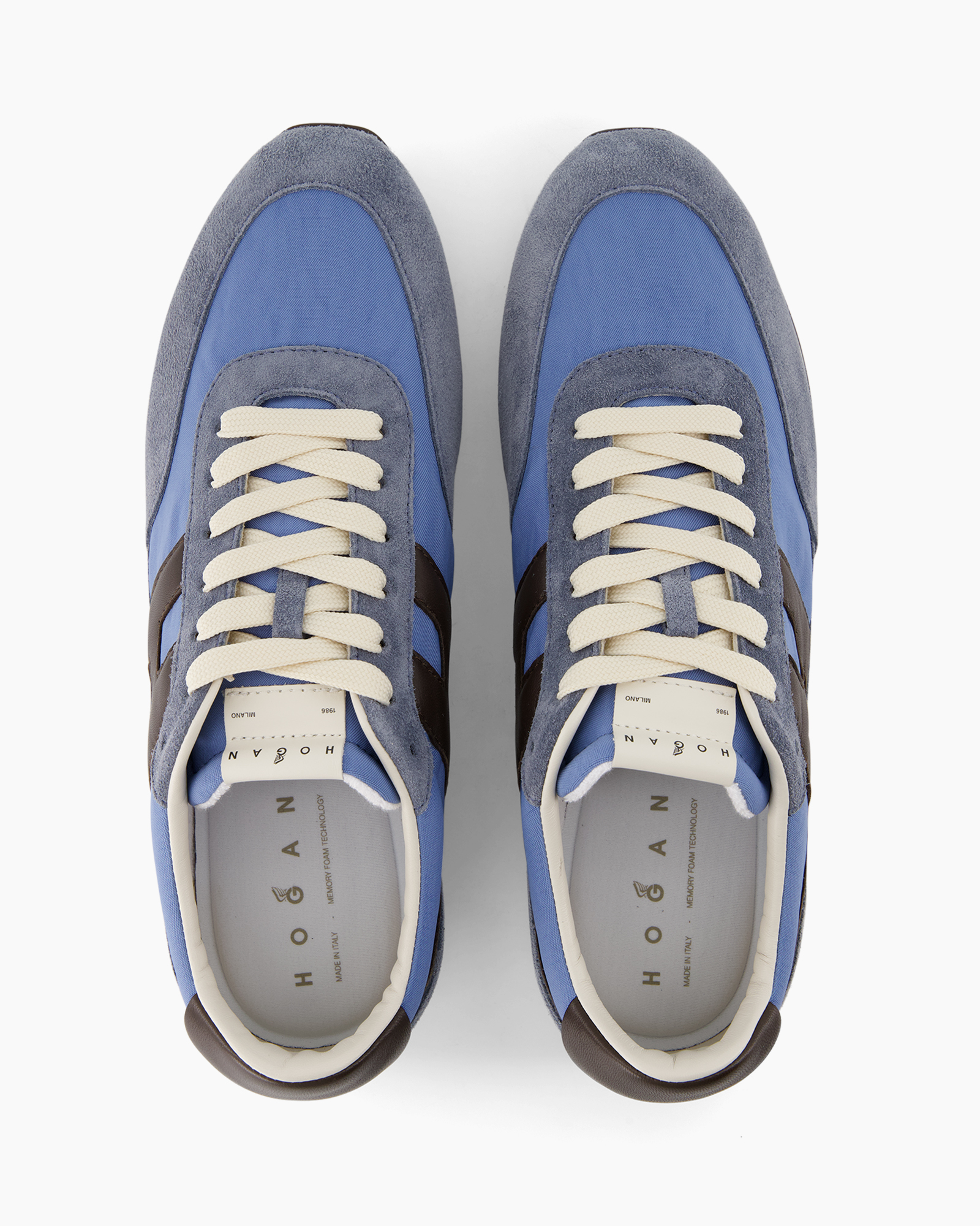 sneakers, blauw, veters, athletisch, lage snit