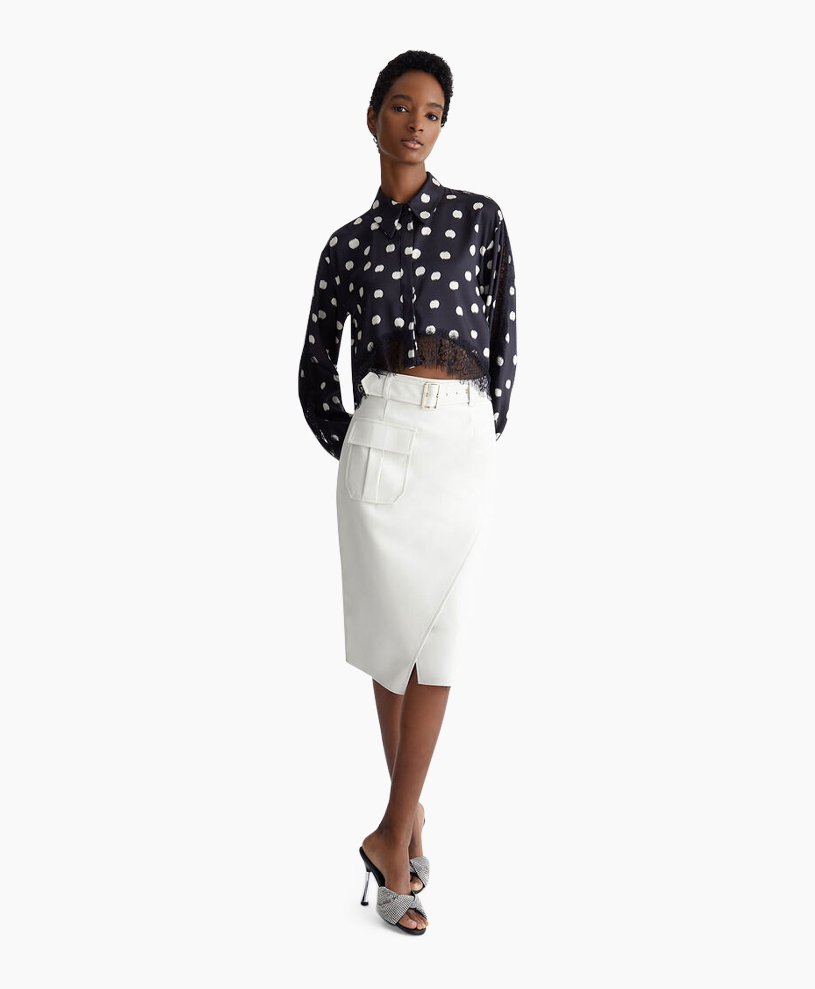 Liu Jo Blouse Escamicia C/dettagali In Pizzo Zwart
