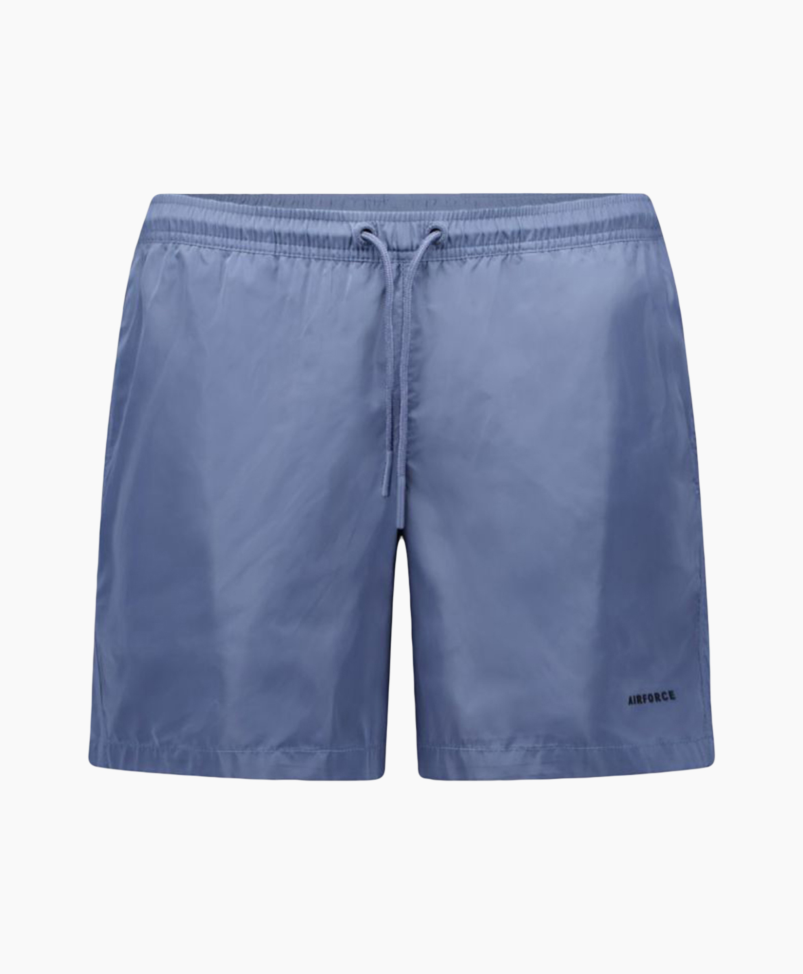 zomershorts, touwsluiting, elastische taille, effenkleur blauw, knie-lang