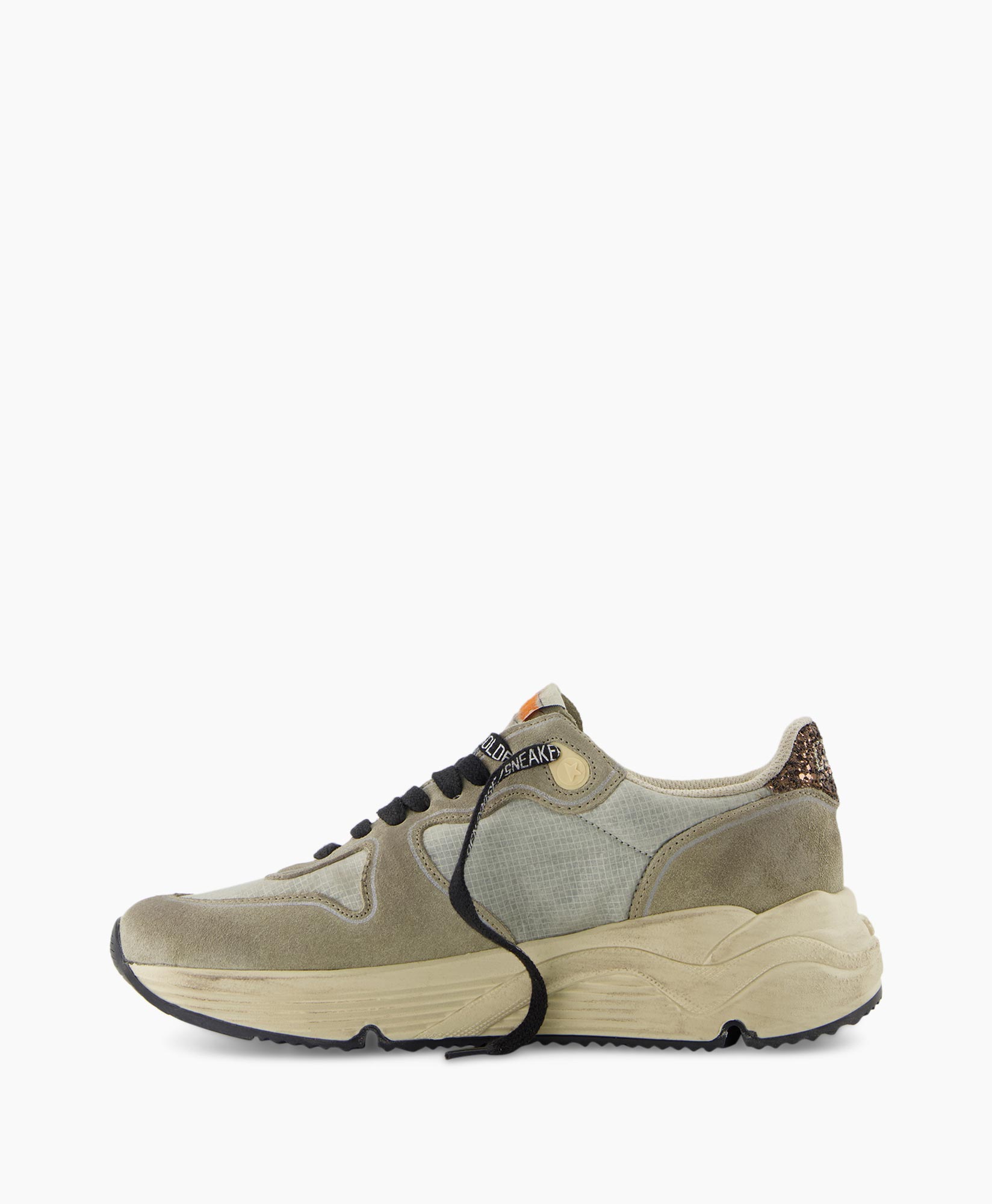 Sneaker Running Sole Nylon Upper Toe Box Suede Toe Taupe