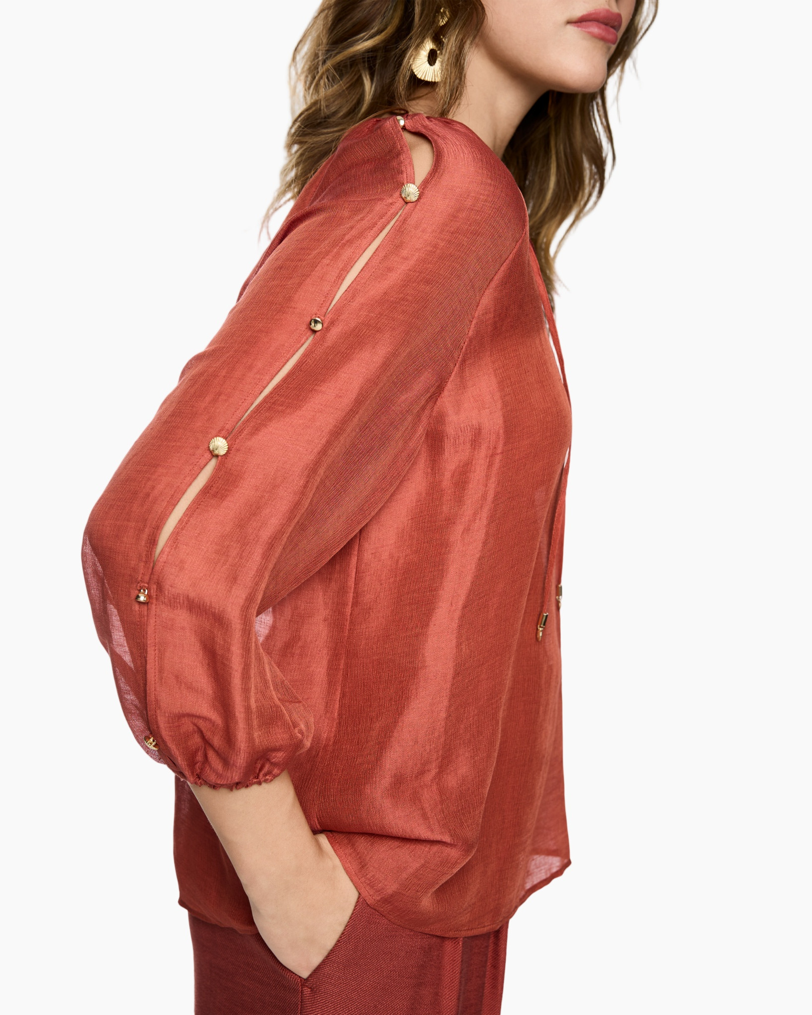 blouse, doorsnede?, oranje?