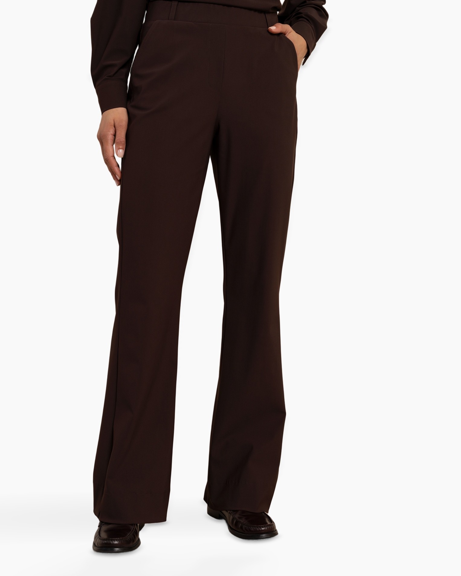 broeken, wijduitlopende broek, bruin, pants, formele kleding